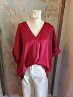 V Neck High Low Blouse