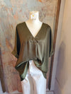 V Neck High Low Blouse