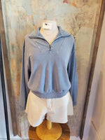 Zip Front Washed Sweatshirt