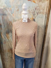 Embellished Mesh Mock Neck Top