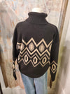 T Neck Geo Sweater Top