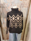 T Neck Geo Sweater Top