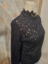 Mock Neck Lace Black Top