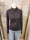 Mock Neck Lace Black Top