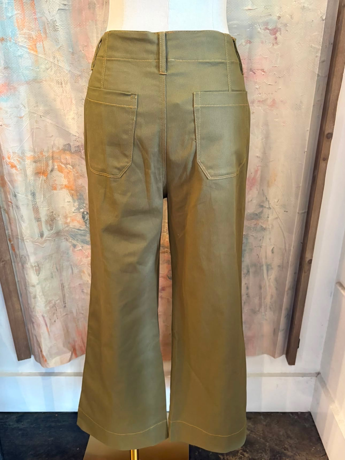 High Waist Olive Wide Leg Pant