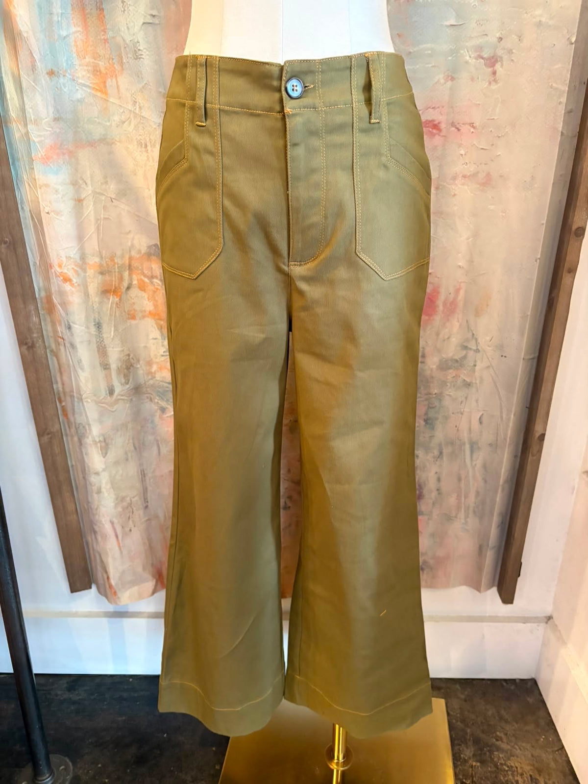 High Waist Olive Wide Leg Pant