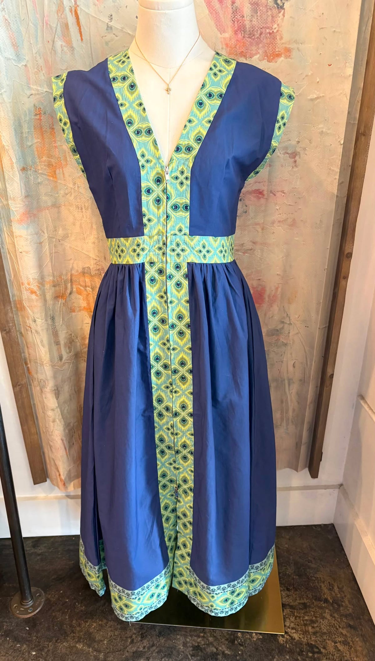 Zip Front Border Detail Dress