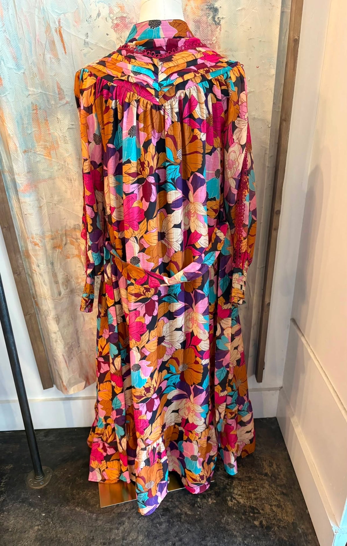 Floral Long Sleeve Detail Maxi Dress