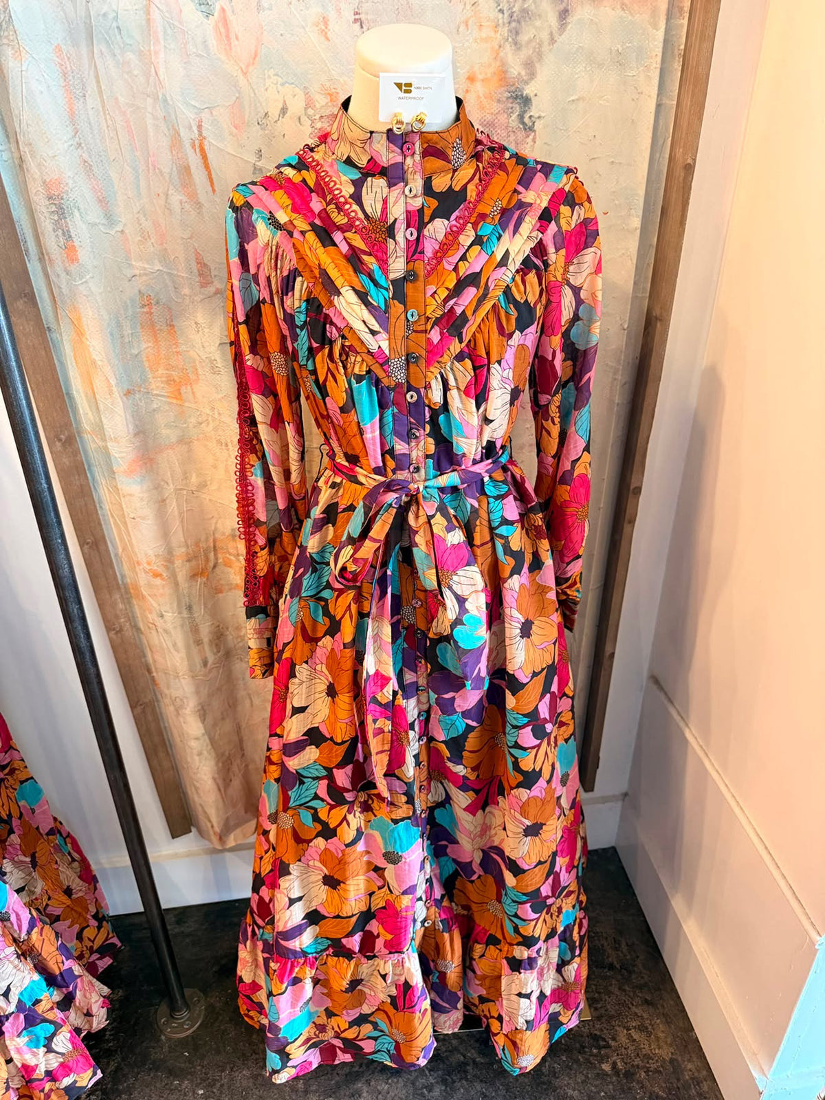 Floral Long Sleeve Detail Maxi Dress