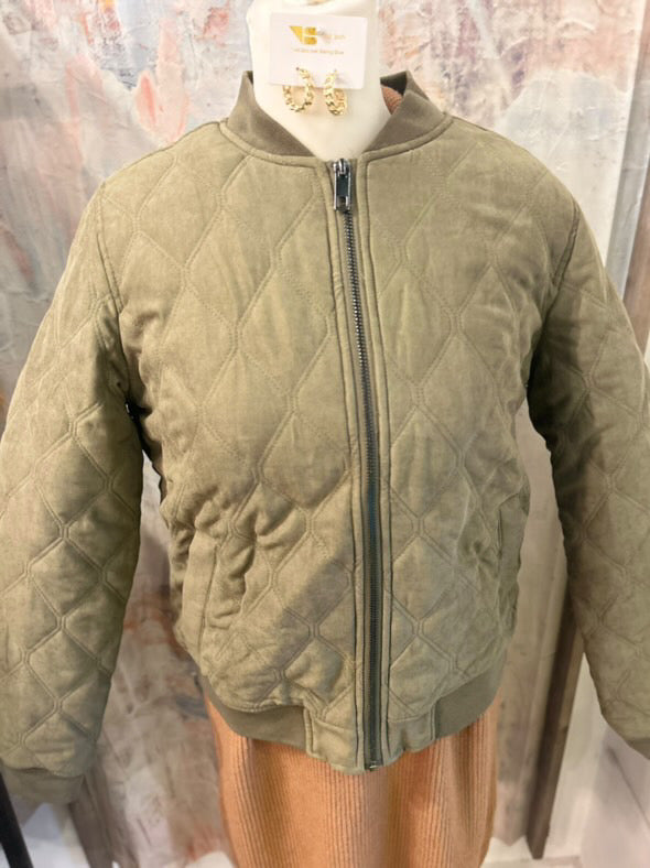 Quilted Zip Up Jacket with Fur Lining