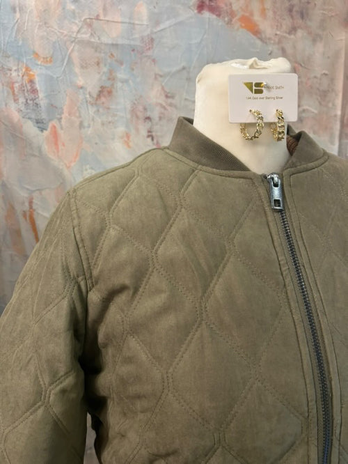 Quilted Zip Up Jacket with Fur Lining