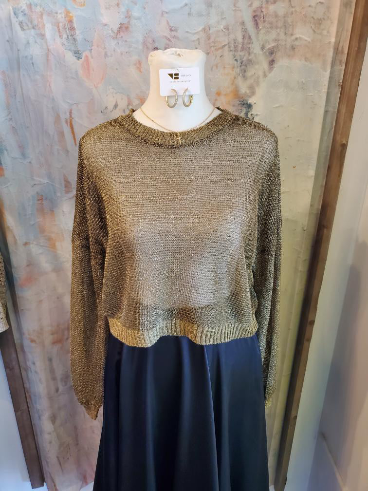 Bronze Shimmer Long Sleeve Top