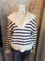 Marine Stripe V Neck Sweater