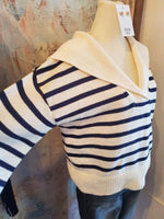 Marine Stripe V Neck Sweater