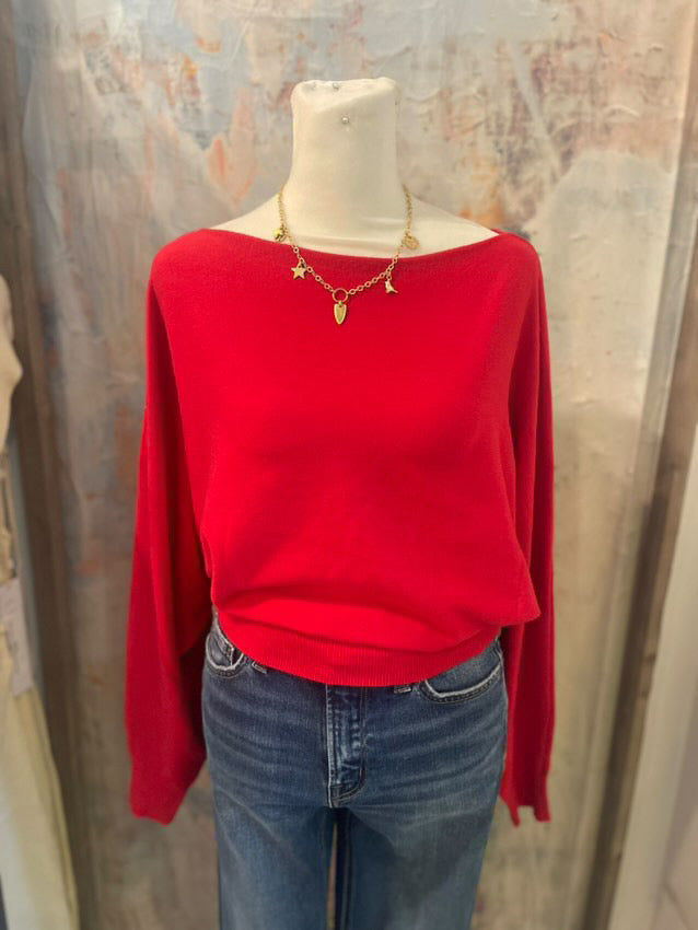 Boat Neck Super Soft Sweater Top (2% Cashmere)