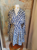 Long Sleeve Navy Print Dress