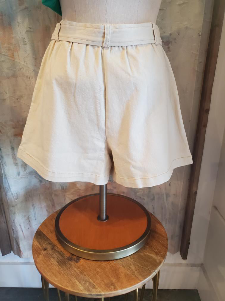 Natural Washed Belted Shorts