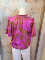 Magenta Print Satin Top