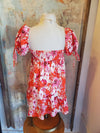 Orange Pink Floral Short Sleeve Dress