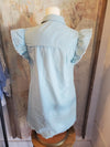 Smock Detail Light Blue Dress with Pockets