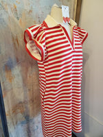 Cap Sleeve Stripe Dress with Pockets