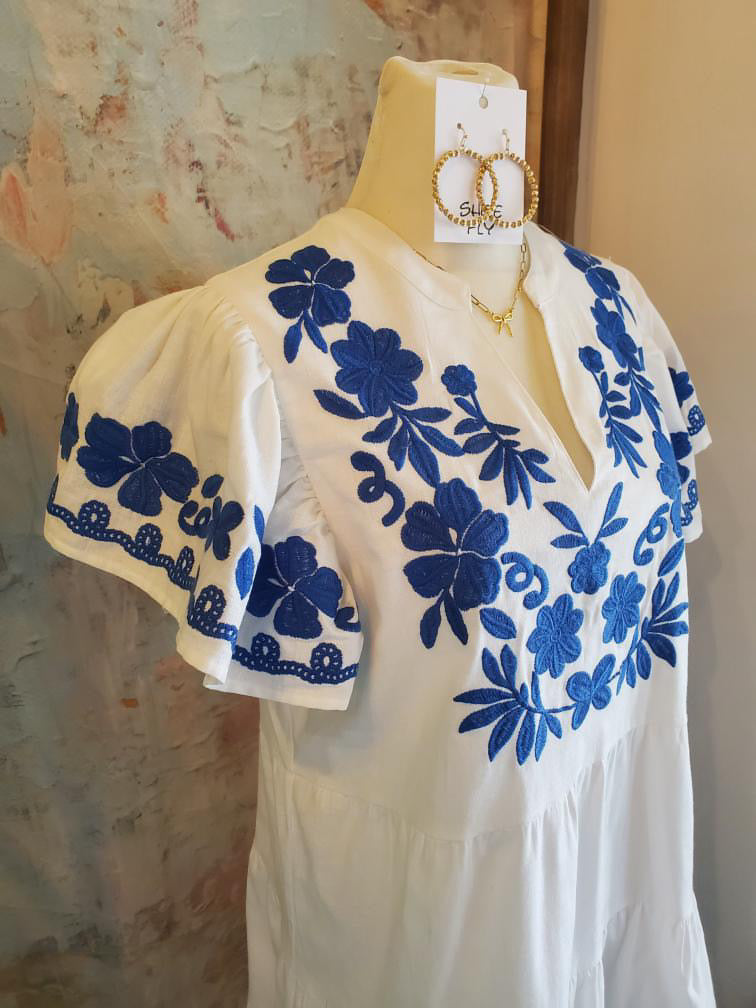 Tiered Embroidered Detail Dress