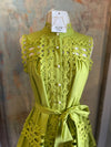 Tie Waist Eyelet Detail Button Dress
